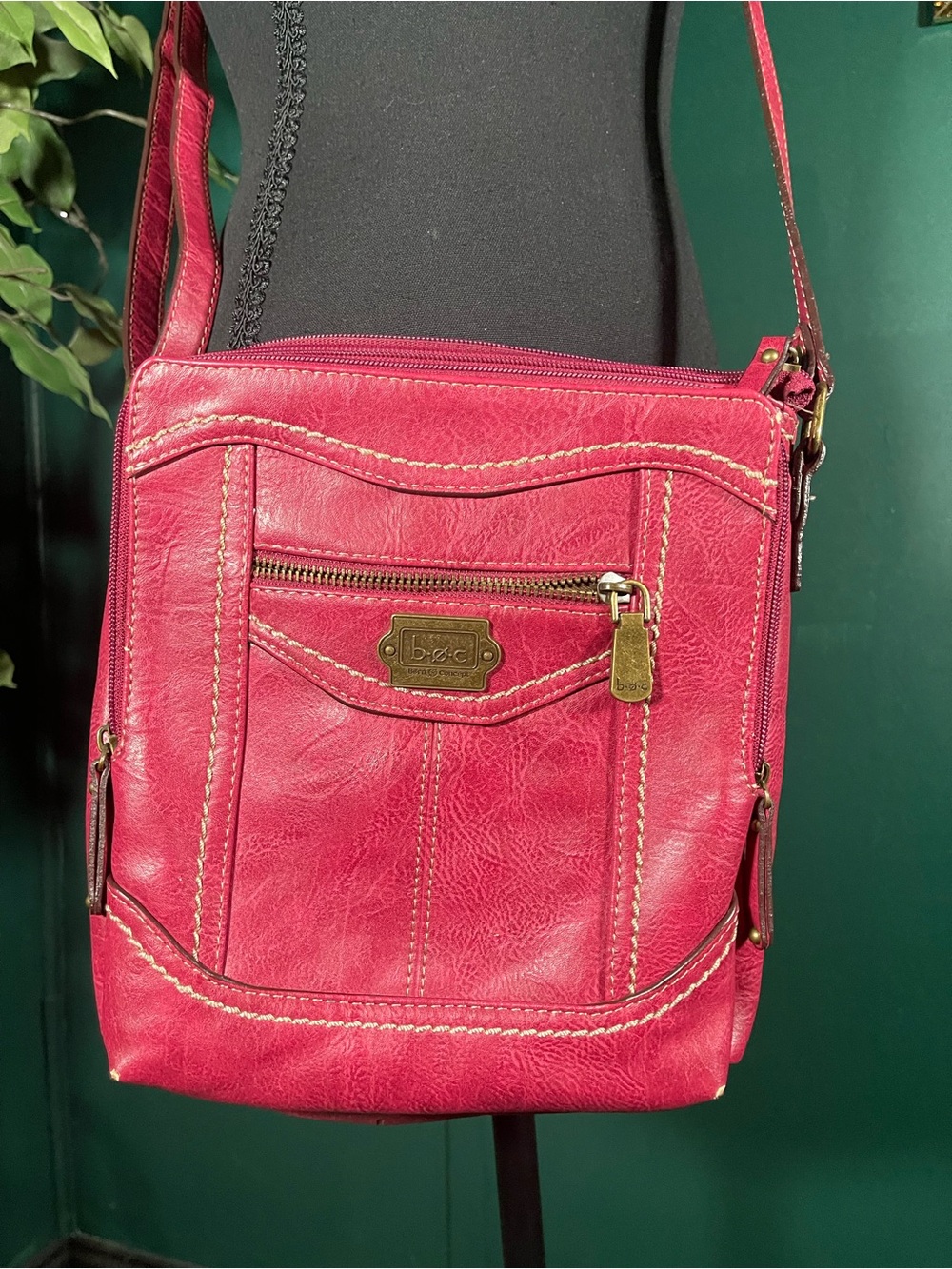 b.o.c. Red Leather Crossbody Bag with Gold Hardware